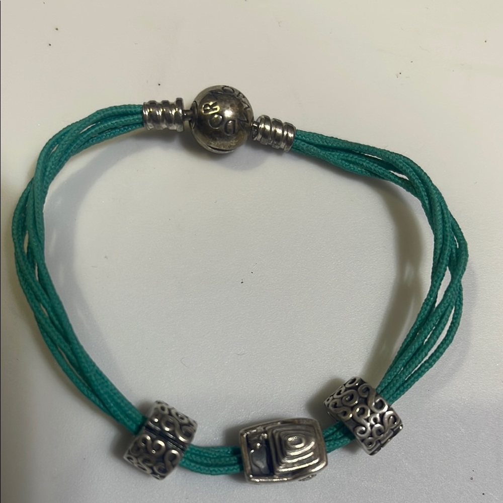 Pandora Silver Charm Teal Bracelet - Picture 6 of 6